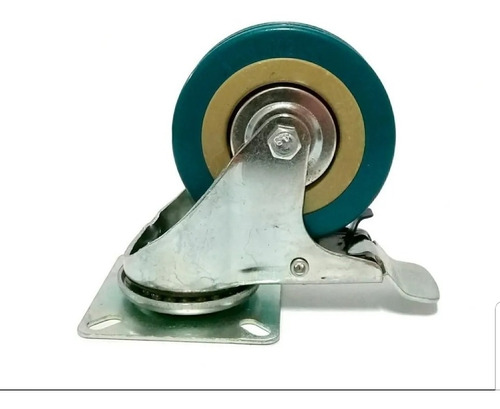 Imagen 1 de 3 de Rueda 50mm Con Freno Con Base Giratoria Goma Pack 10 U