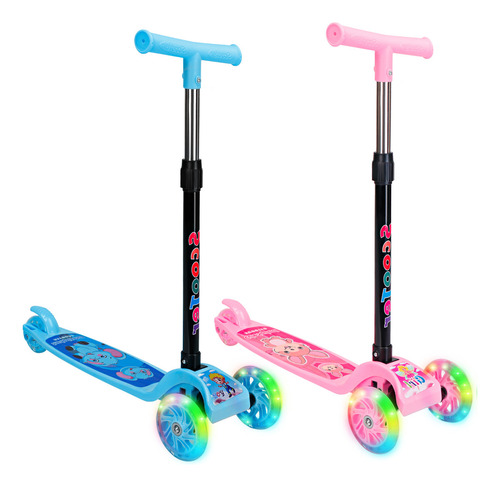 Patinete Infantil 3 Rodas De Led Dobrável Scooter Crianças Cor Azul