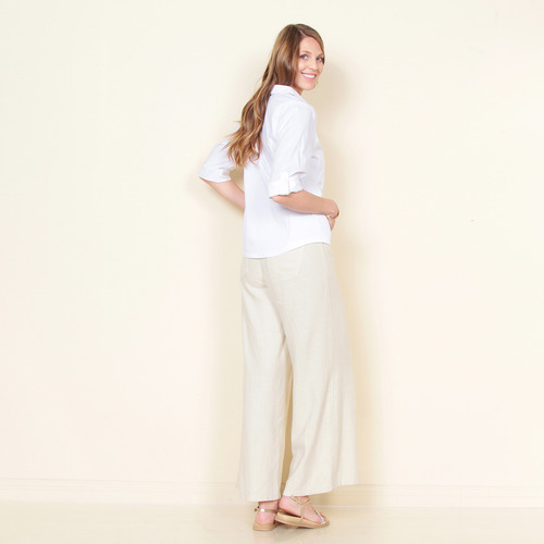 Blusa Wados Manga 3/4 Solido Abotonada En Delantero Con Rib