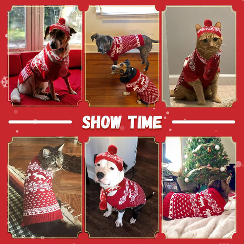 Conjunto De 3 Piezas De Traje Navideño Para Perros, Suéter N