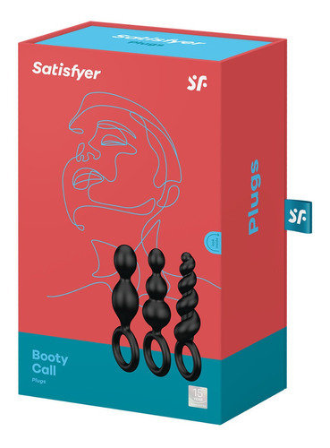 Plug Anal Satisfyer Booty Call.  3 Diferentes Plugs Color Negro