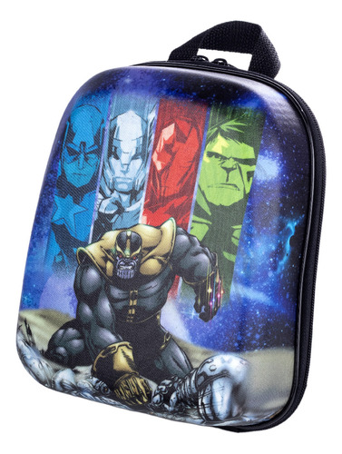 Mochila E Lancheira Em 3d Capitão America Rígida Cor Azul