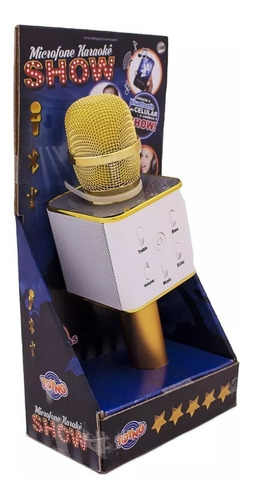 Microfone Karaokê Show Bluetooth Dourado Toyng 36739
