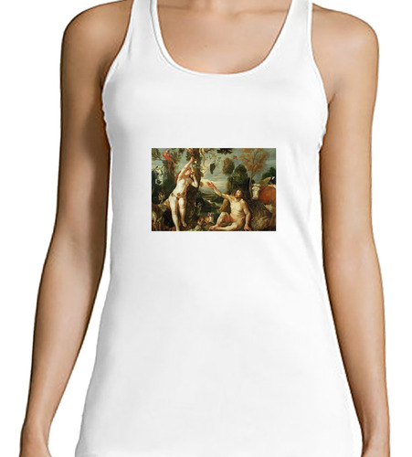 Musculosa Mujer Adan Y Eva Biblia Pintura Ilustracion M3