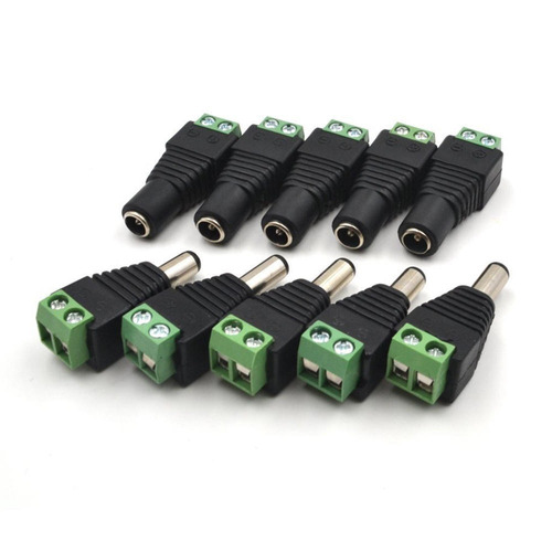 20 Power Jack Dc 10macho+10hembra 12v Cctv 5.5mm