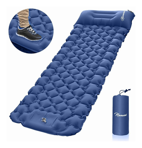 Colchón inflable Nanwei autoinflable colchoneta de dormir color azul hasta 100kg de  75cm x 195cm x 8.5cm