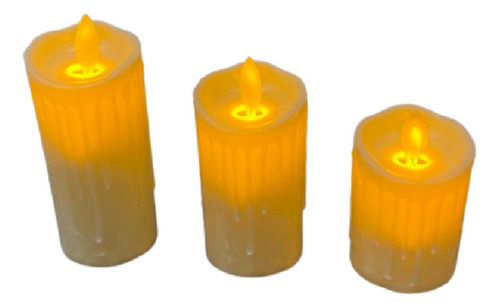 Juego 3 Velas Led C Movimiento Importadas De 7-9-11cm A Pila