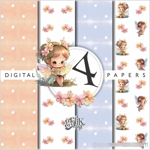 Kit Clipart Imagenes Png + Fondos Hadas Haditas Gf02