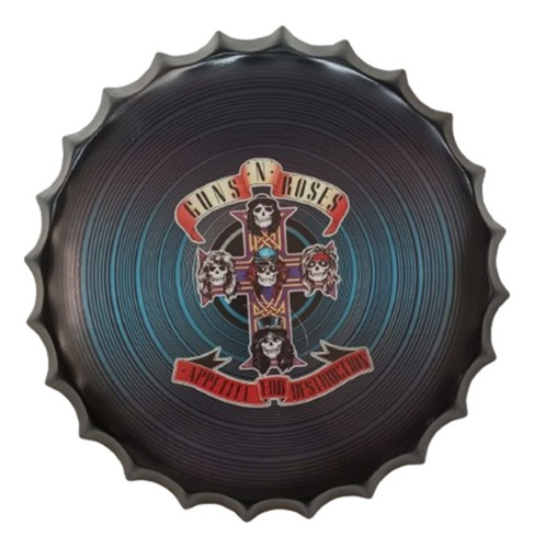 Cuadro Metálico Decorativo Forma De Tapa Guns N Roses / Runn