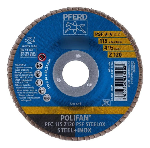 Disco Flap Polifan Pfc 115 Z 120 Psf Steelox - Pferd
