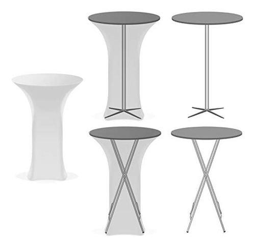 Mantel Redondo Ajustado Para Mesa De Cóctel 30 Blanco