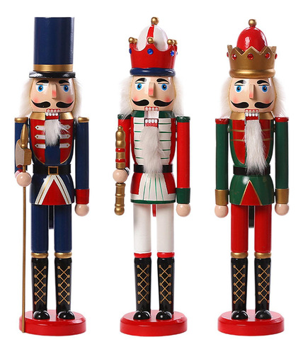 3x Cascanueces De Madera Para Navidad, Adorno De Base