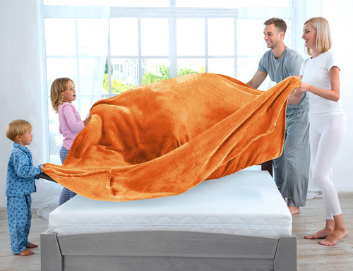Colcha Polar Blanket Utopia, Tamaño King, Color Naranja Quem