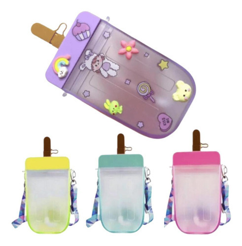 Garrafa Água 300ml Formato Picolé Squeeze Infantil Academia
