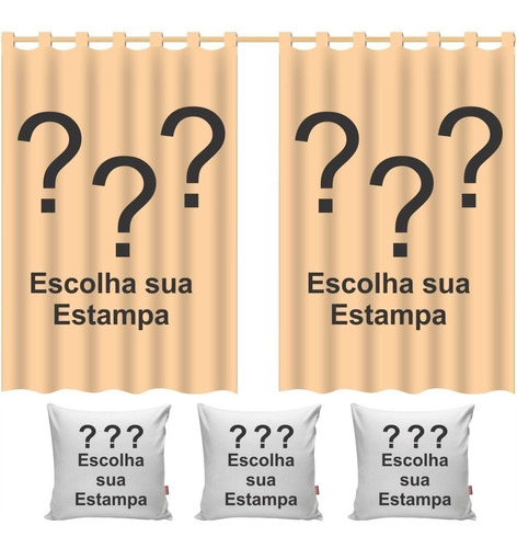 Kit Cortina 3 Capas Almofadas Escolha A Sua Estampa 2,8x2,0