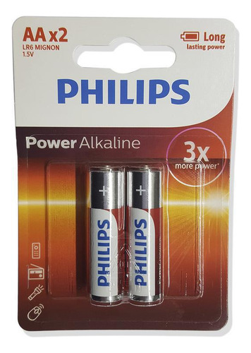 Philips 2aa Pilha Power Alkaline Cartela Com 2 Unidades