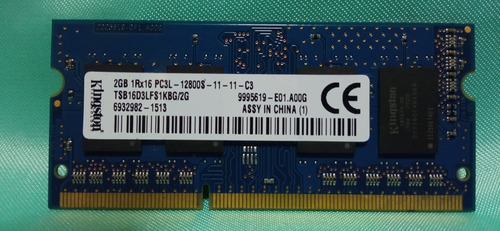 Memoria Laptop Kingston 2gb 1rx16 Pc3l - 12800s - 11 - 11 C3