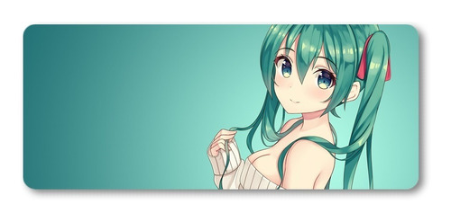 Mousepad Xxl 80x30cm Cod.205 Chica Anime Hatsune Miku Verde