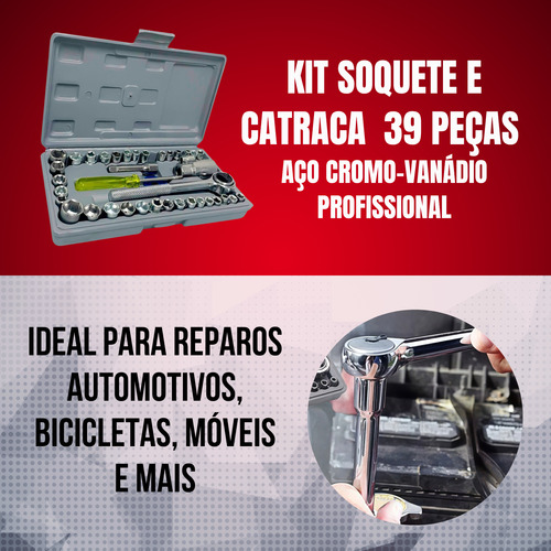 Kit Catraca E Soquetes Sistema Métrico E Sae 40 Pçs Pro