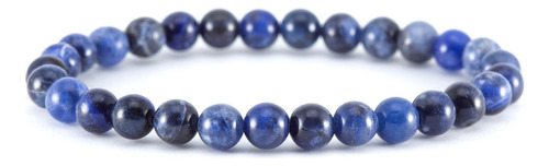 Pulseira Em Prata Pedra Natural Azul 6mm Sodalita Noronha Comprimento 16 Cm Diâmetro 8 Cm