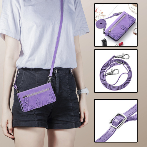 Funda Bandolera Con Ranura For Tarjetas Con Cremallera Para