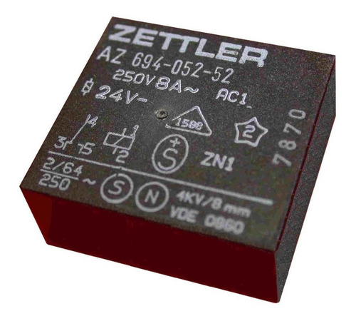 Rele Zettler Alemania 8a 6v Az694-010-52 (rp51-6v)