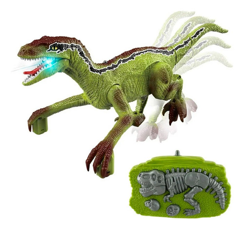 Juguete De Dinosaurio Control Remoto Niño Con Luz Y Sonido Color Verde