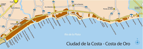 Mapa De Ciudad De La Costa Y Costa De Oro - Lámina 45x30 Cm.