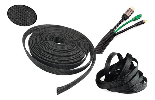 Funda Trenzada Aislante Negra 12mm X Mt. Protección De Cable