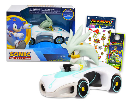 Game Party Sonic The Hedgehog Silver Toy Race Car Set  Paqu