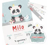 Comprar Kit Imprimible Oso Osito Panda Celeste Acuarela Cumple Candy