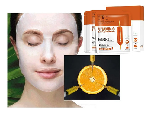 10 Mascarillas Faciales De Tela Shock De Vitamina C