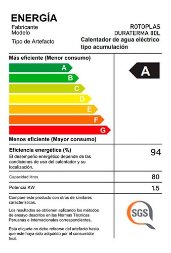 Terma Eléctrica Rotoplas De Acumulación Duraterma 80 L