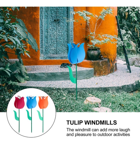 Cataventos De Jardim Decorativos, 3 Peças, Design De Tulipa,