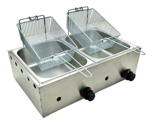 Fritadeira Industrial A Gas Profissional 2 Cubas 10l Inox