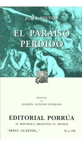 El Paraiso Perdido (portada Puede Variar), De John Milton. Editorial Porrúa, Tapa Blanda En Español, 2011