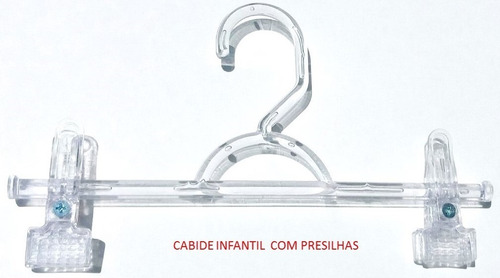 Cabides Acrílico Infantil Com Grampo 24,5 Cm Caixa Com 25 Un