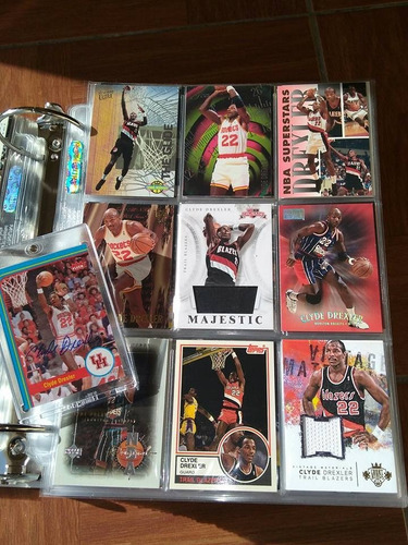 Nba Lote Tarjetas Autógrafo Y Gamejersey Clyde Drexler Usa