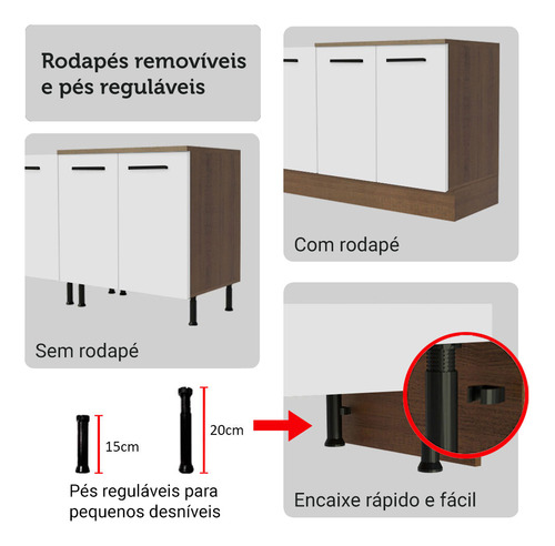 Armário De Cozinha Completa 549cm Glamy Madesa 01 Rb Cor Rustic/branco