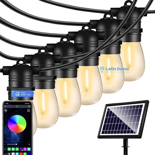 Guirnalda Led Exterior Wifi Rgb 5 Metros + Panel Solar Tuya 