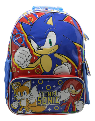 Mochila Escolar Cresko Sonic Sega 18 Puelgadas Espalda