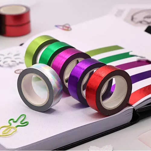 Cinta Adhesiva Decorativa Washi Tape de Papel de Aluminio Sólido
