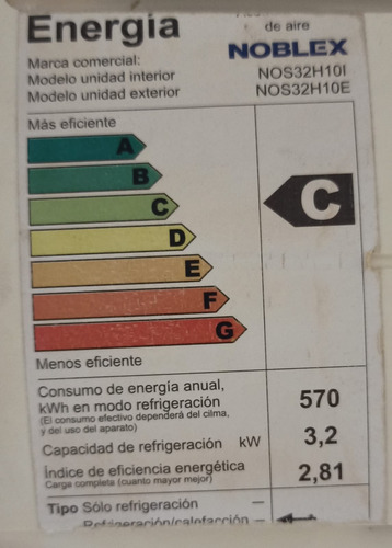 Aire Acondicionado Split Frio/calor Noblex Nos32h10 Blanco (Usado)