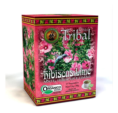 Chá Orgânico Hibiscus Lime Mate Hibisco Limão Tribal Brasil