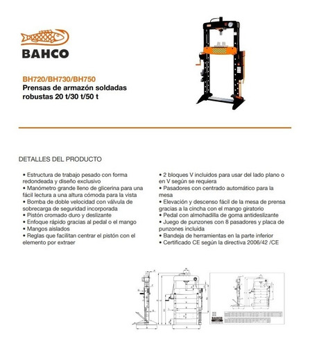 Prensa Hidraulica Bahco Robusta De Mesa 20 Tn Bh720