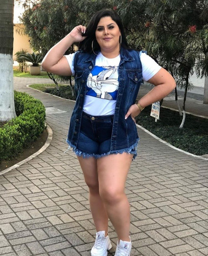 conjunto jeans feminino plus size