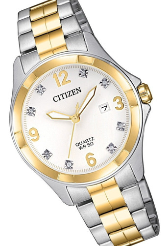 Reloj Dama Citizen Eu6084-57a Cuarzo 2 Tonos Con Cristales