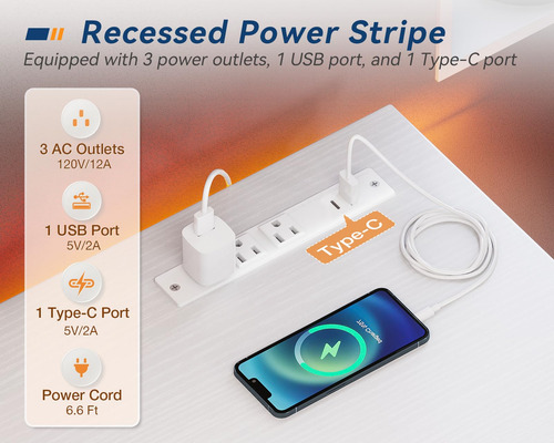 Escritorio Grande Para Computadora Con Tomas Y Puerto Usb 16