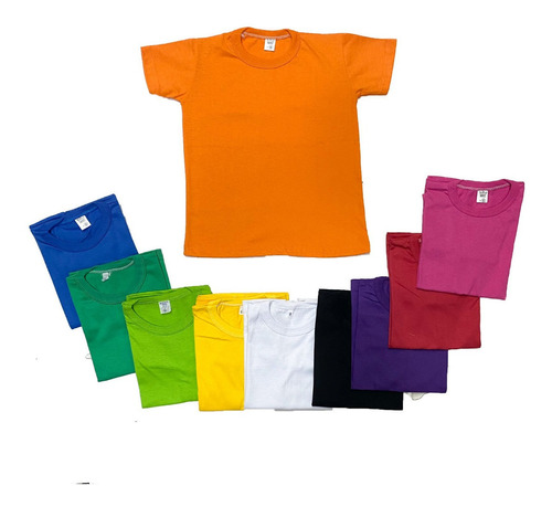 Remera Lisa Niños Algodon Colores 2 Al 18 P/estampar Pack X3