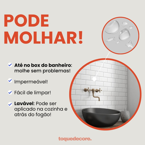 Azulejo Metro White Adesivo Para Cozinha Moderno Lavável 10m